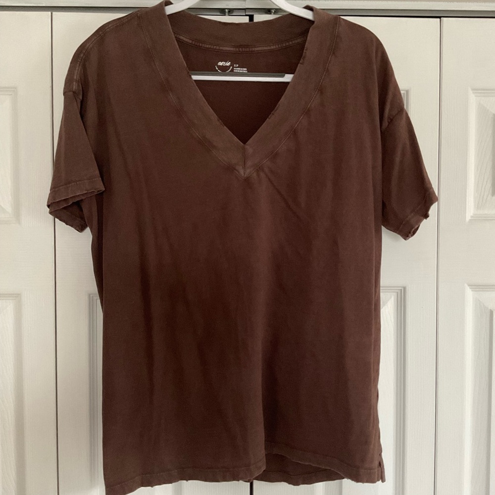 Aerie Chocolate V-Neck Tee